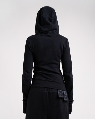 big zipper hoodie _ black