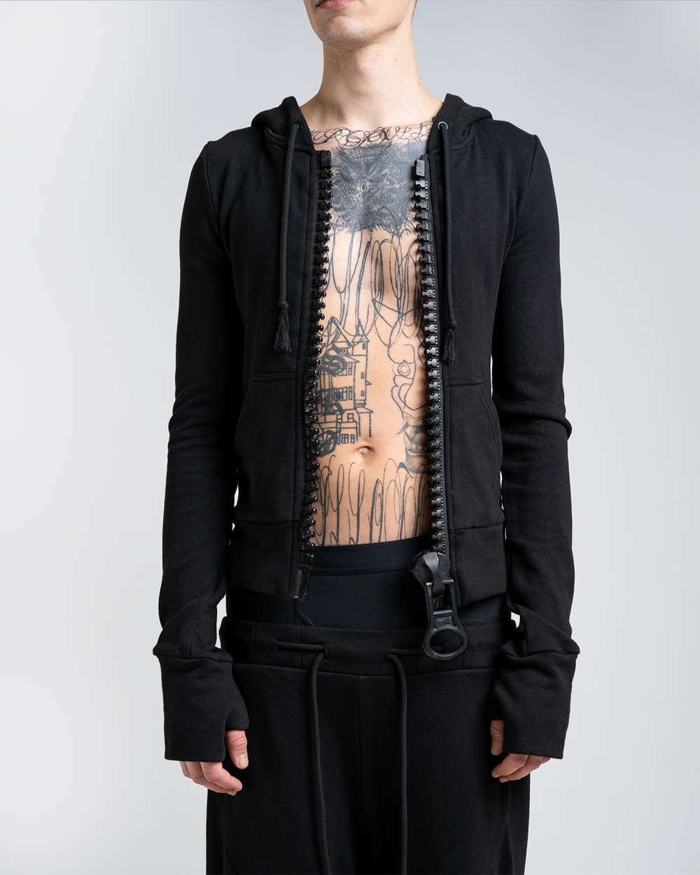 big zipper hoodie _ black
