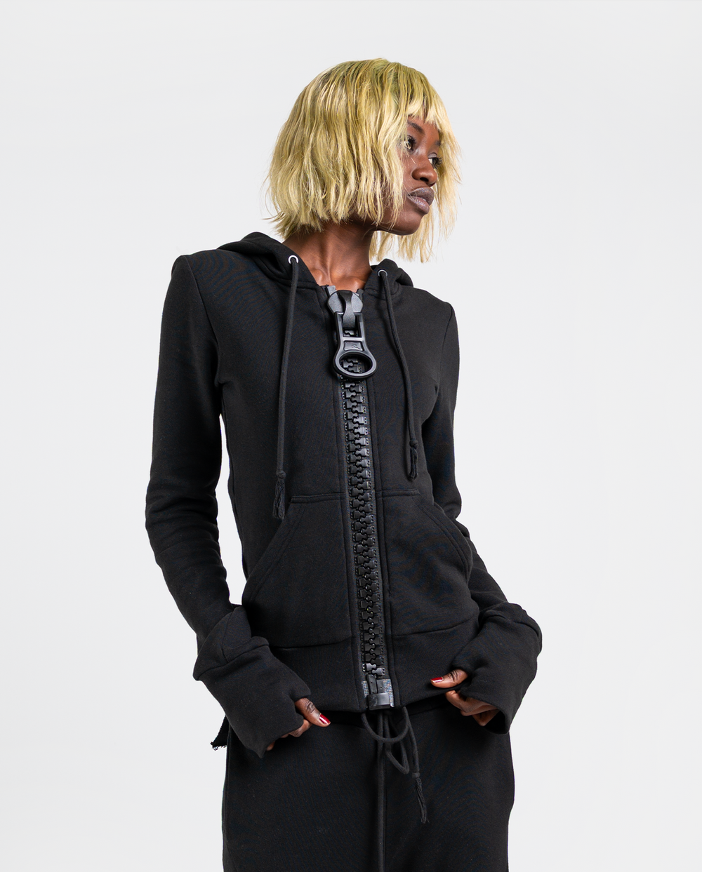 big zipper hoodie _ black
