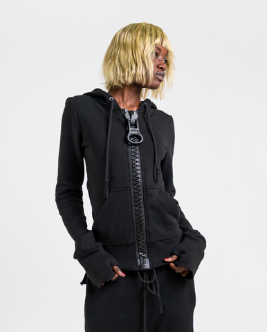 big zipper hoodie _ black